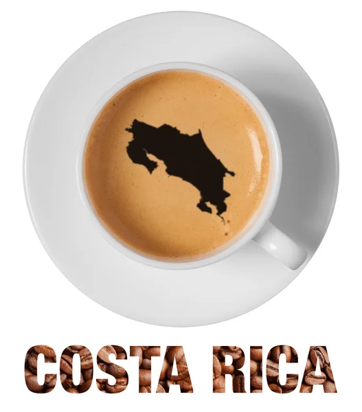 Costa Rica mapa dibujo arte en el café — Foto de Stock