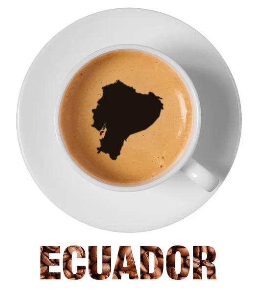 Ecuador mappa disegno arte sul caffè — Foto Stock