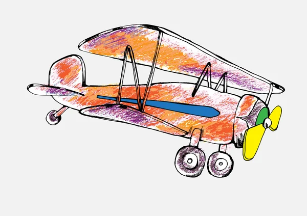 Crayon dessiné de l'avion — Image vectorielle