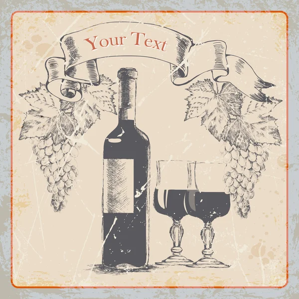 Grunge millésime étiquette de vin. illustration vectorielle — Image vectorielle