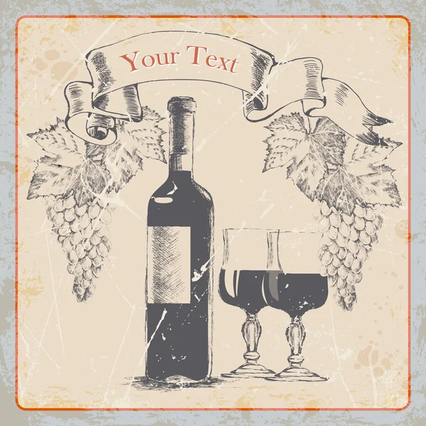 Etiqueta de vino Grunge Vintage. ilustración vectorial — Vector de stock