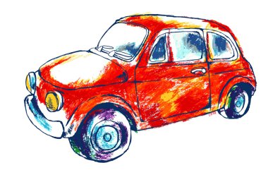 Elle çizilmiş kırmızı araba