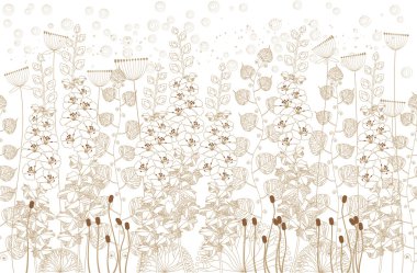 Beyaz ve bej renkli çiçekler ve çim