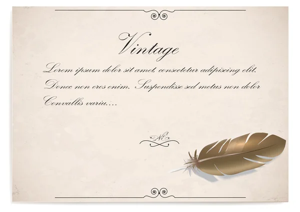 Vintage quill op oud papier — Stockvector