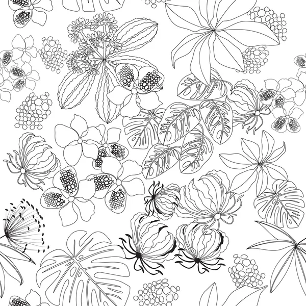 无缝模式热带花卉 — 图库矢量图片
