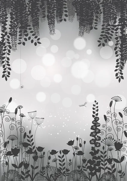 Silhouetten van glicinia bloemen — Stockvector