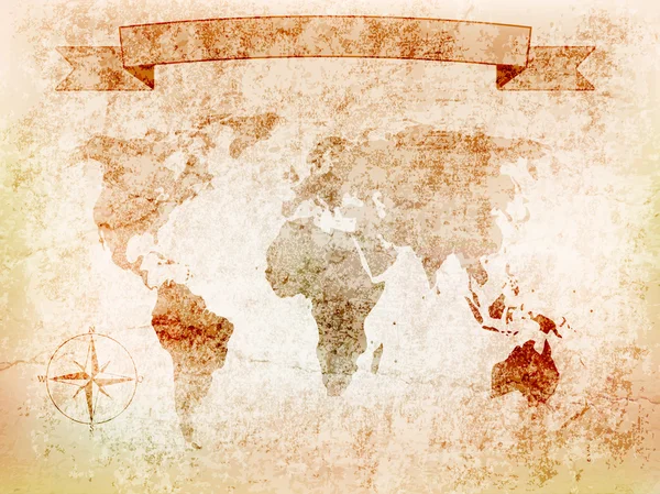 Фоновая карта мира на старой стене — стоковый вектор