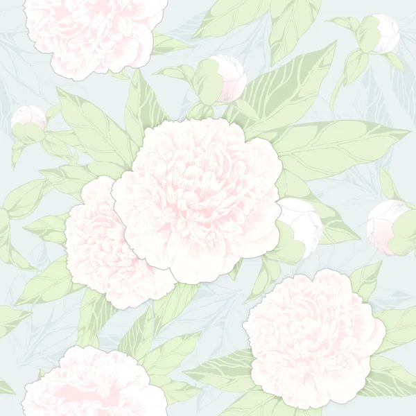 Seamless pattern peonies and buds — Stock Vector