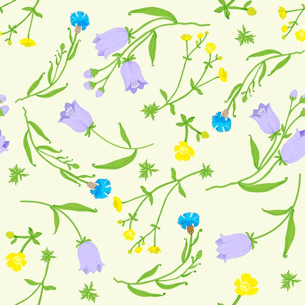 Naadloze patroon van wilde bloemen — Stockvector