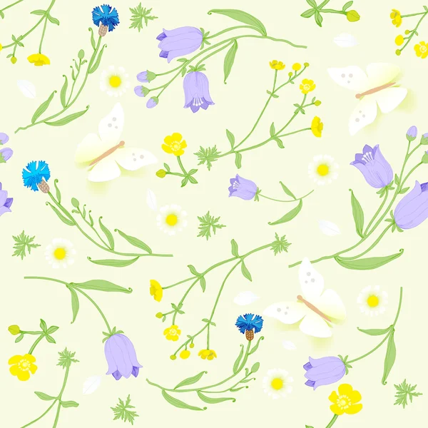 Naadloze patroon van wilde bloemen — Stockvector