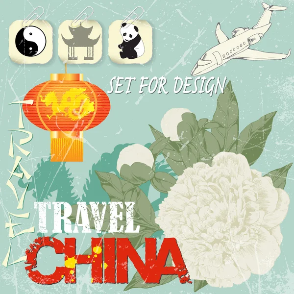 Călătorie în China design — Vector de stoc