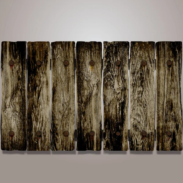 Clôture en bois avec de vieux clous — Image vectorielle