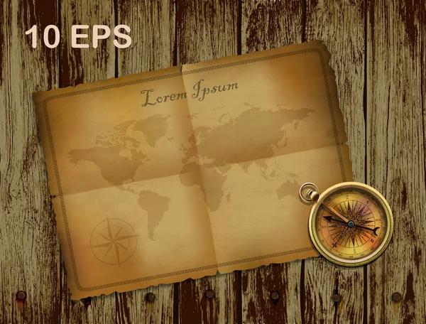 Kompas en oude papier — Stockvector