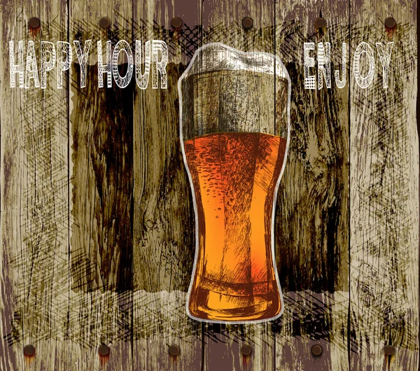 Glas Bier mit Schaum — Stockvektor