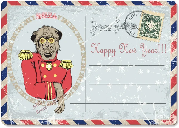 Vintage new year postcard — Stock Vector