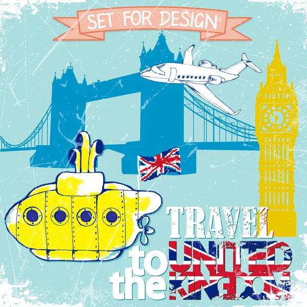 Reizen naar de Verenigd Koninkrijk-poster — Stockvector