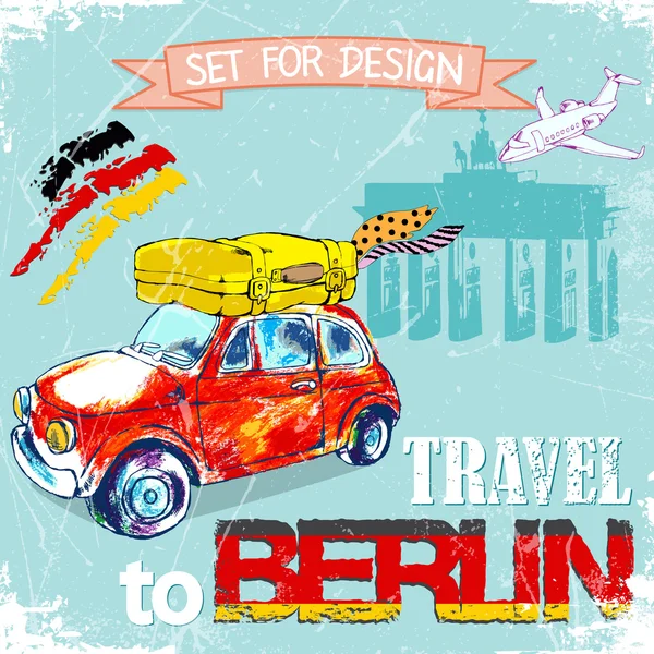 Viaje a Berlín cartel — Vector de stock