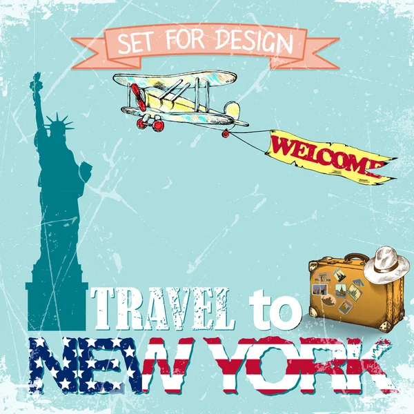 Reizen naar new york — Stockvector