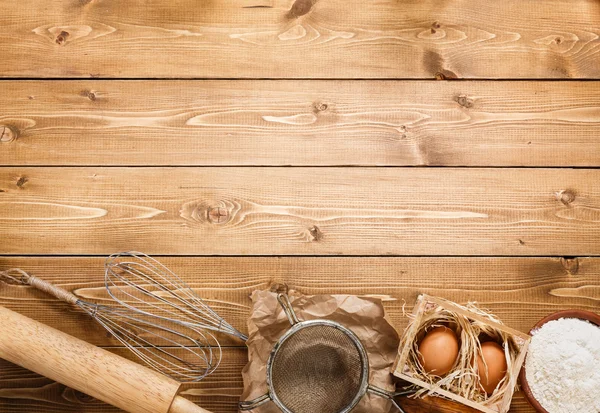 Ingredients for baking on light background — Stock Photo, Image