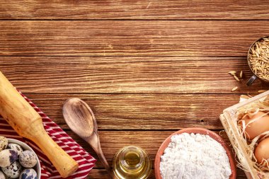 Metin için yer ile pişirme için malzemeler.