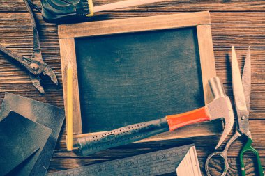 Vintage marangozluk, inşaat donanım araçları