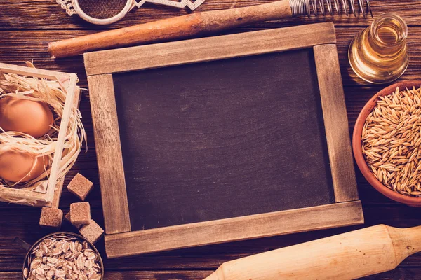 Ingrediënten voor het bakken met plaats voor tekst. — Stockfoto