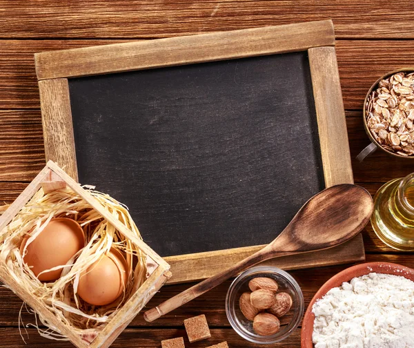 Ingrediënten voor het bakken met plaats voor tekst. — Stockfoto