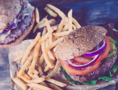 Klasik Burger. Vintage tarzı.
