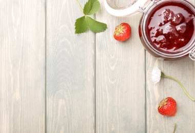 Rustic food on vintage wooden background.