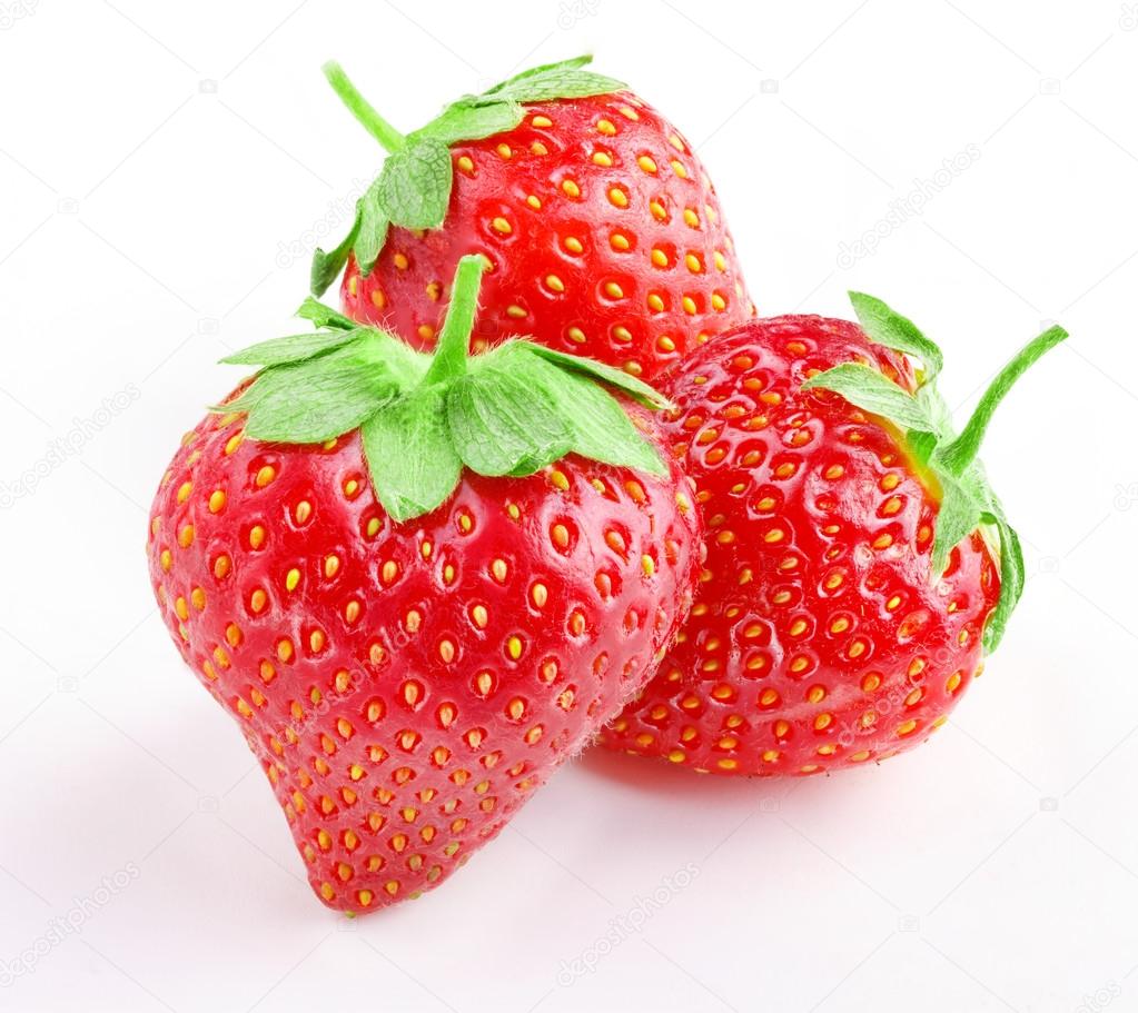 Few strawberry on white background.