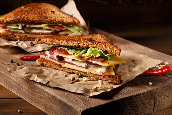 Two sandwich on old papper — Stock Photo, Image