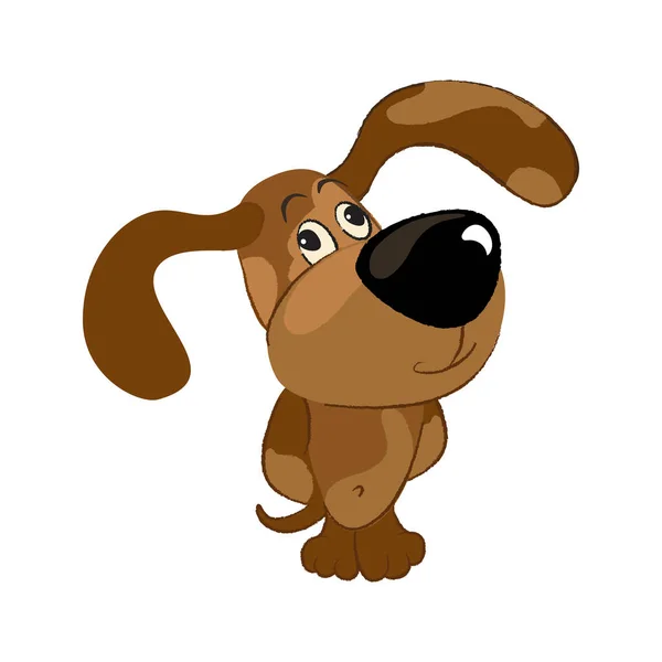 Sevimli komik köpek karakteri. Elle çizilmiş biçim.