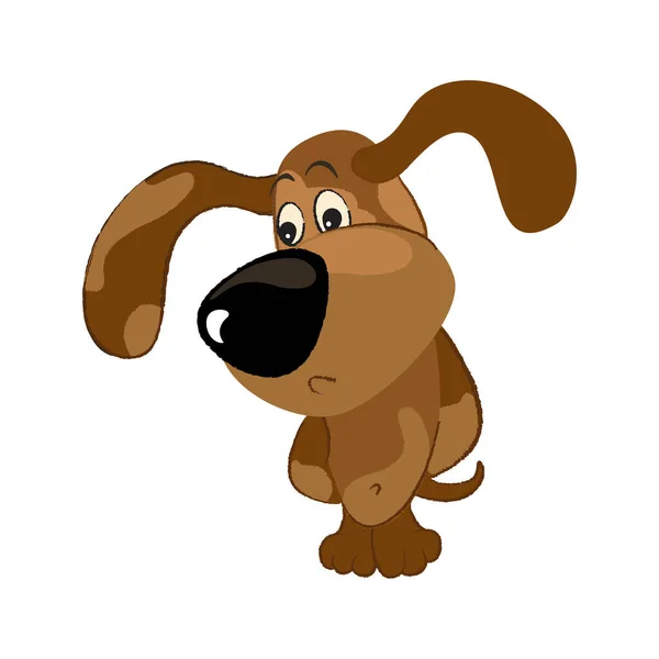 Sevimli komik köpek karakteri. Elle çizilmiş biçim.