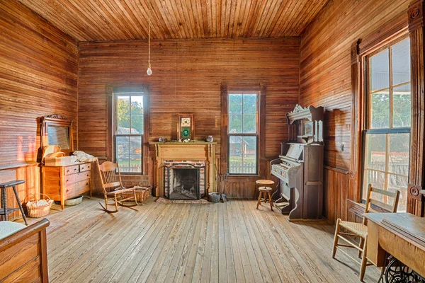 Interno di una vecchia casa colonica, Alabama — Foto Stock