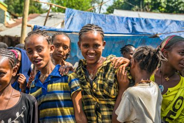 Young ethiopian girls at a market  in Jimma, Ethiopia