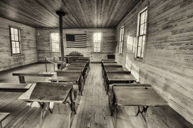 Interior of the historic one-room School in Dothan, Alabama clipart