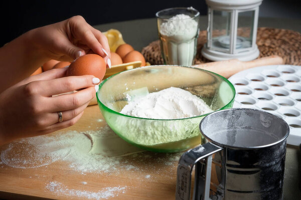 Homemade food.Preparation of dough for baking.