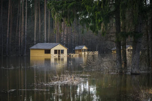 Spring Flood Flooded Private Homes Flooding Village — Stock Photo, Image