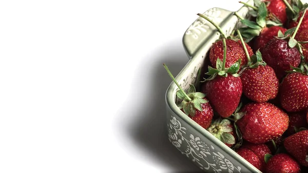 Red Ripe Strawberries Isolate White Background — Stock Photo, Image
