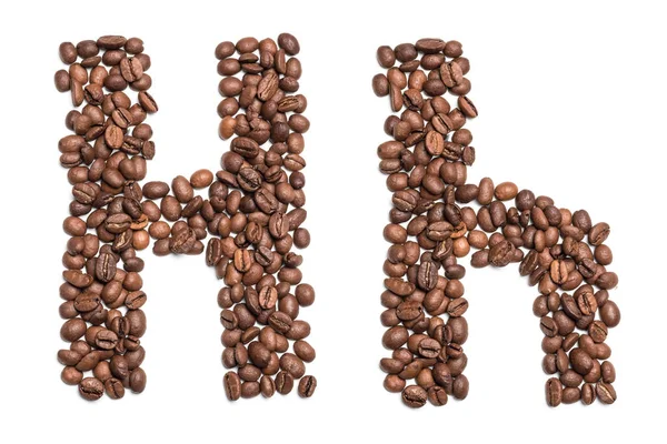 Буква Латинского Алфавита Выложенная Кофейных Зерен Изолировать Белом Фоне Кофе — стоковое фото