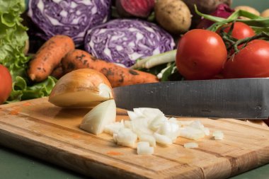 Olgun sebzeler. Doğal arka plan. Vitamin kokteyli.