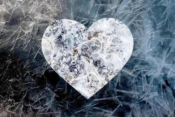 Heart Made Different Frozen Structures Icy Cold Heart Concept Stock Photo
