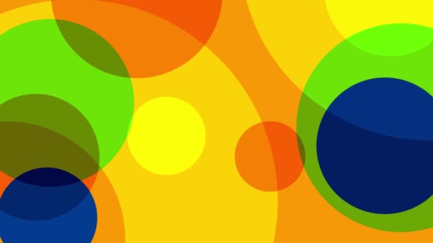 Абстрактний Плоский Колір Анімації Колами Різних Кольорів Розмірів Жовті Помаранчеві — стокове відео