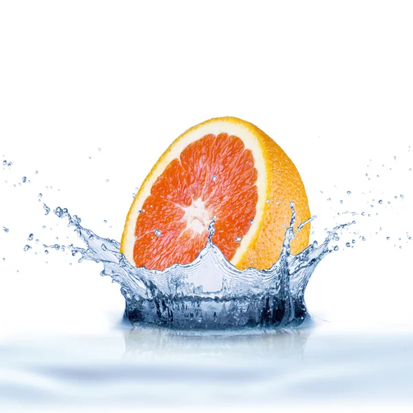 Orange Falling Into Water Splash — Stock Photo, Image