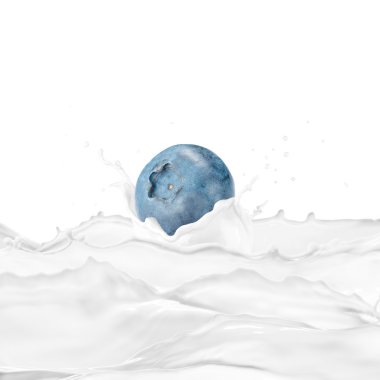 Süt sıçrama ile taze yaban mersini