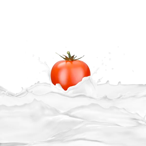 Tomat Pada Susu Splash — Stok Foto
