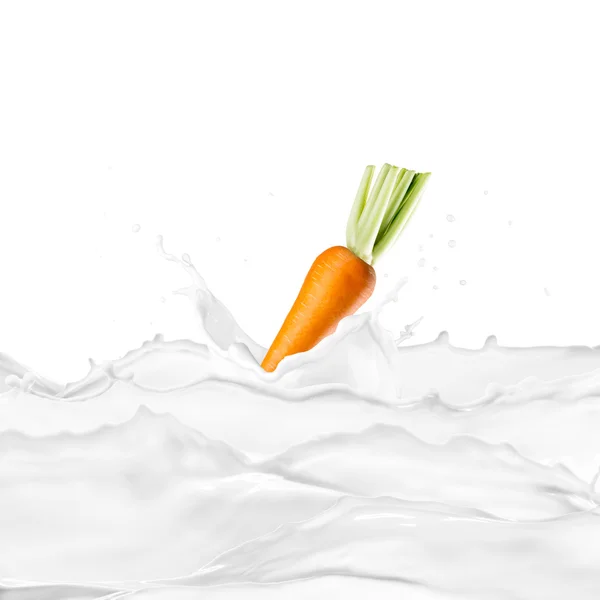 Carrot On Milk Splash — Stock Photo, Image