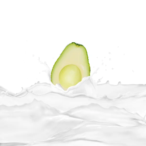 Aguacate en salpicadura de leche — Foto de Stock