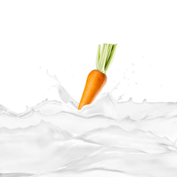 Carrot On Milk Splash — Stock Photo, Image
