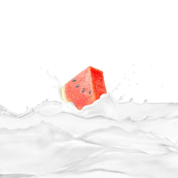Świeżego arbuza z mleka Splash — Zdjęcie stockowe